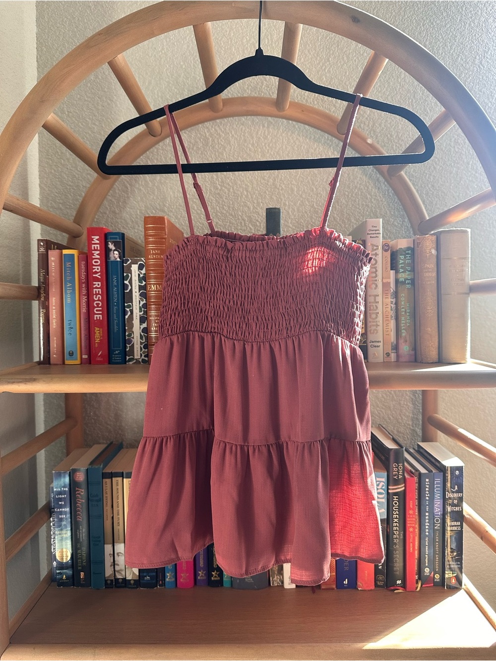 Paper Crane Mauve Smocked Tank